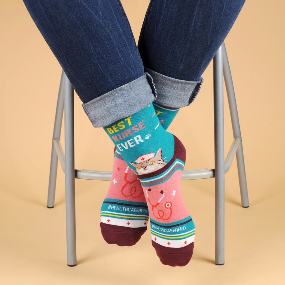Health Care Heroes-Best Nurse- Novelty Socks L/XL - Picture 3 of 9